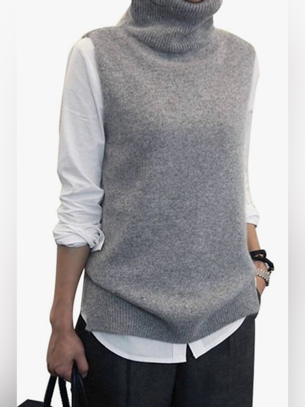 Cashmere Lucy Nagle sleeveless turtleneck sweater vest sz S